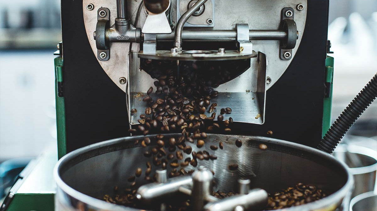 Coffee beans roasting for rich flavor