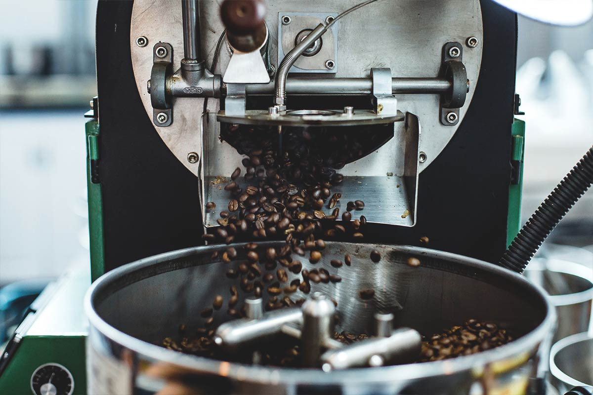 Coffee beans roasting for rich flavor